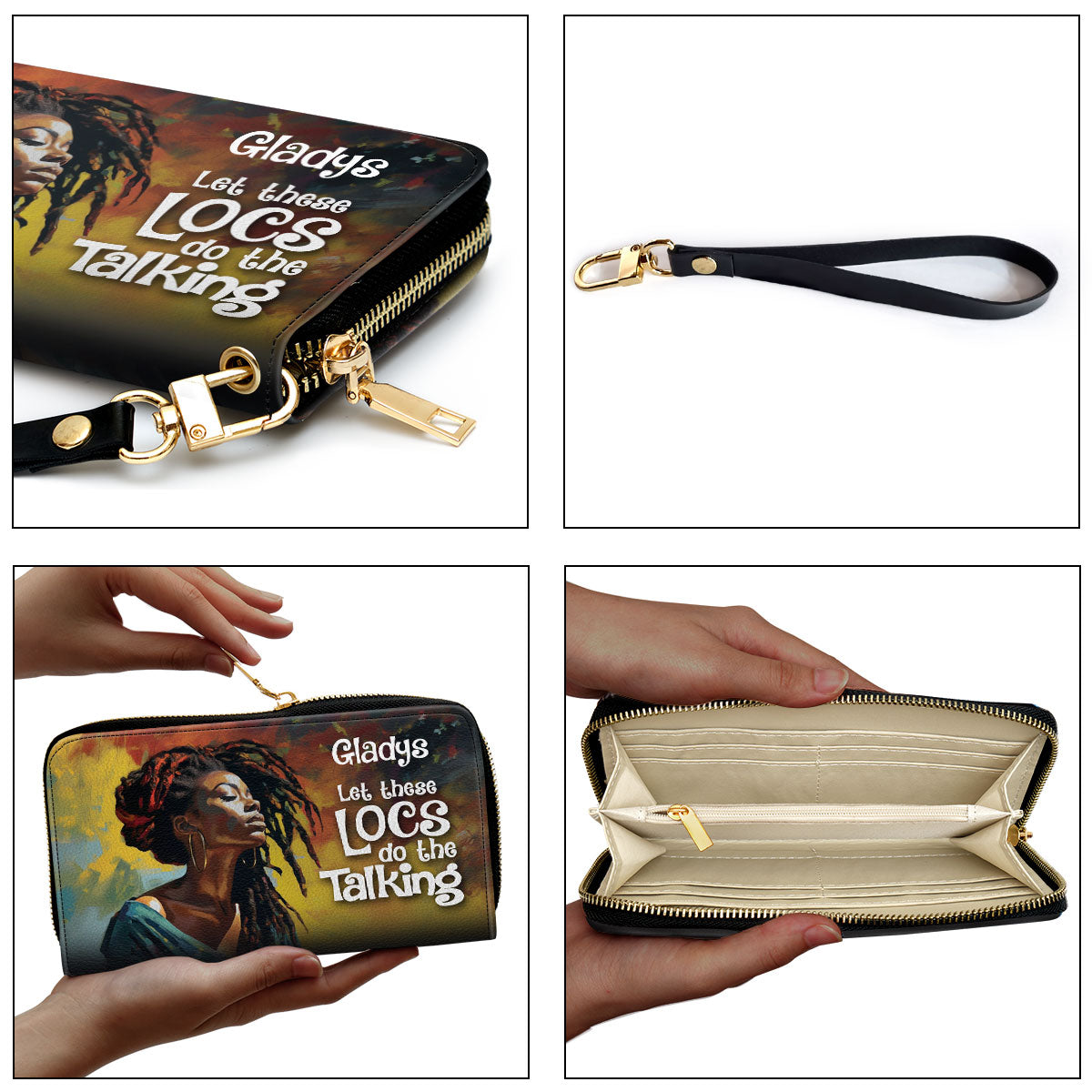 Let These Locs Do The Talking - Personalized Leather Clutch Purse STB07