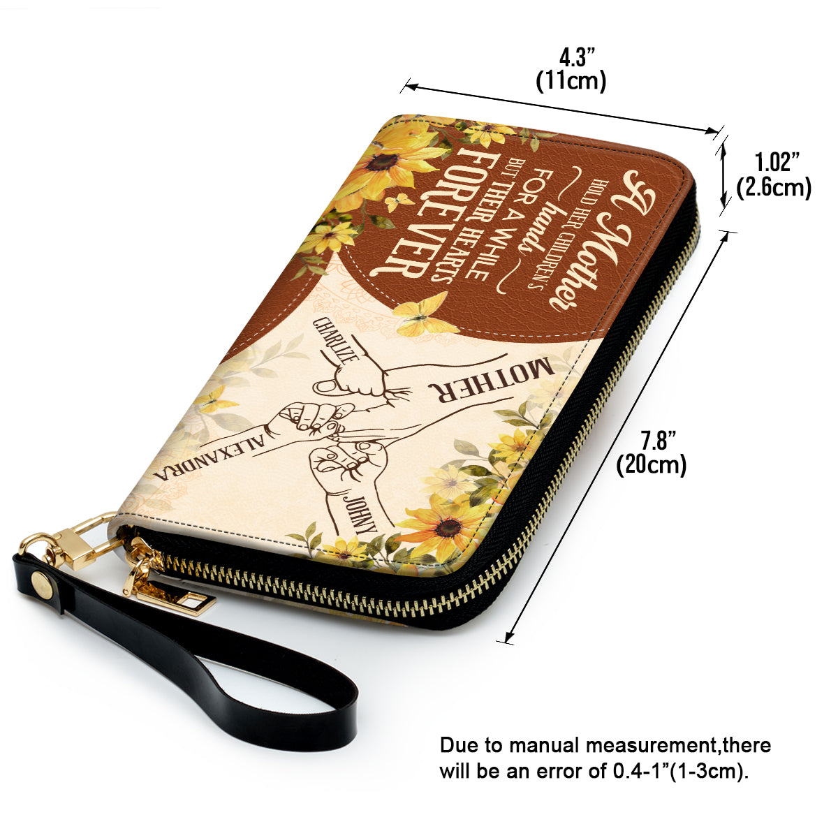 A Mother Holds Her Children Hands For A While - Personalized Leather Clutch Purse SBCPLTU2622TA