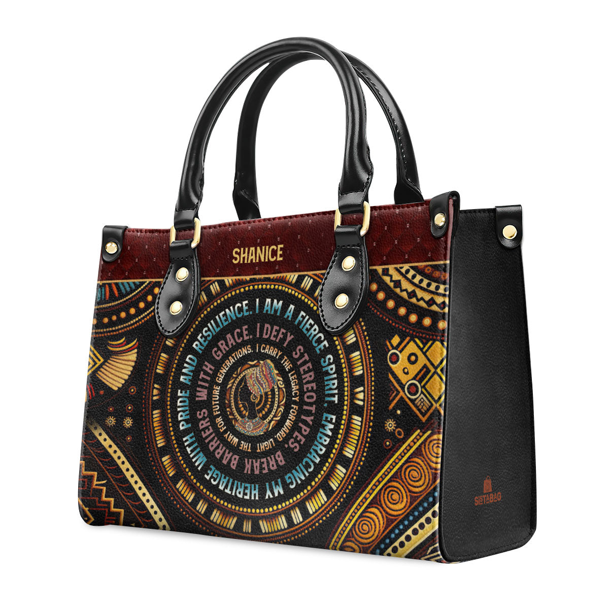 Mantra - I Am A Fierce Spirit - Personalized Leather Handbag MB03