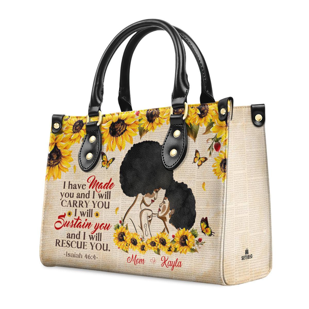 Isaiah 46:4 - Personalized Leather Handbag MB35
