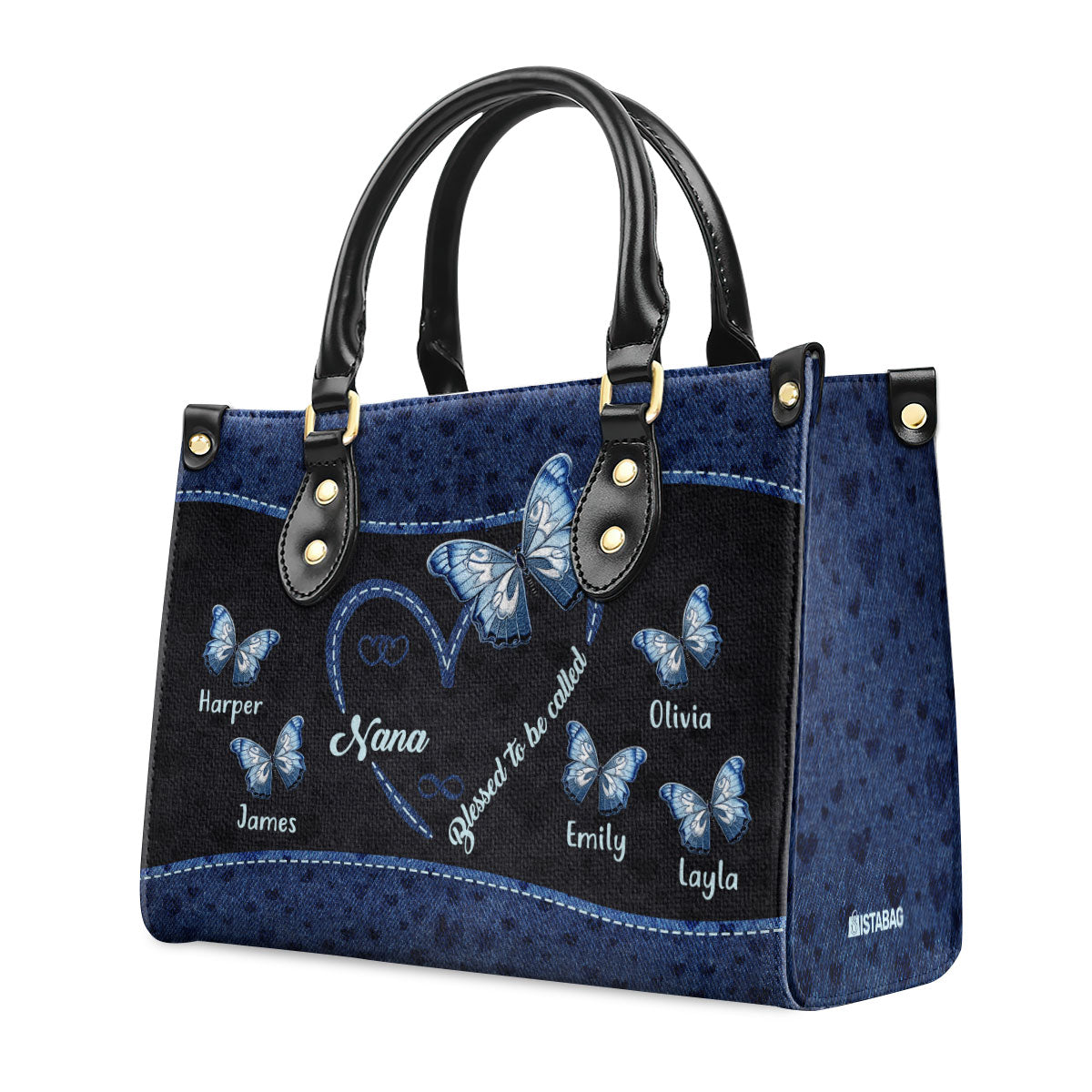 Blessed To Be Called Grandma Personalized Leather Handbag MS100