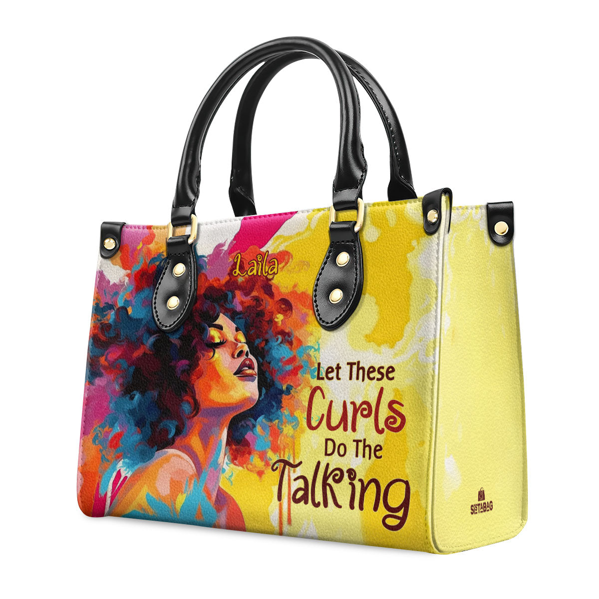 Let These Curls Do The Talking - Personalized Leather Handbag - SB18