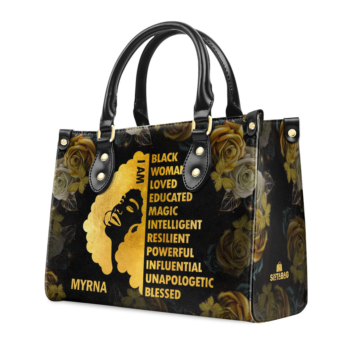 I Am Black - Personalized Leather Handbag STB05