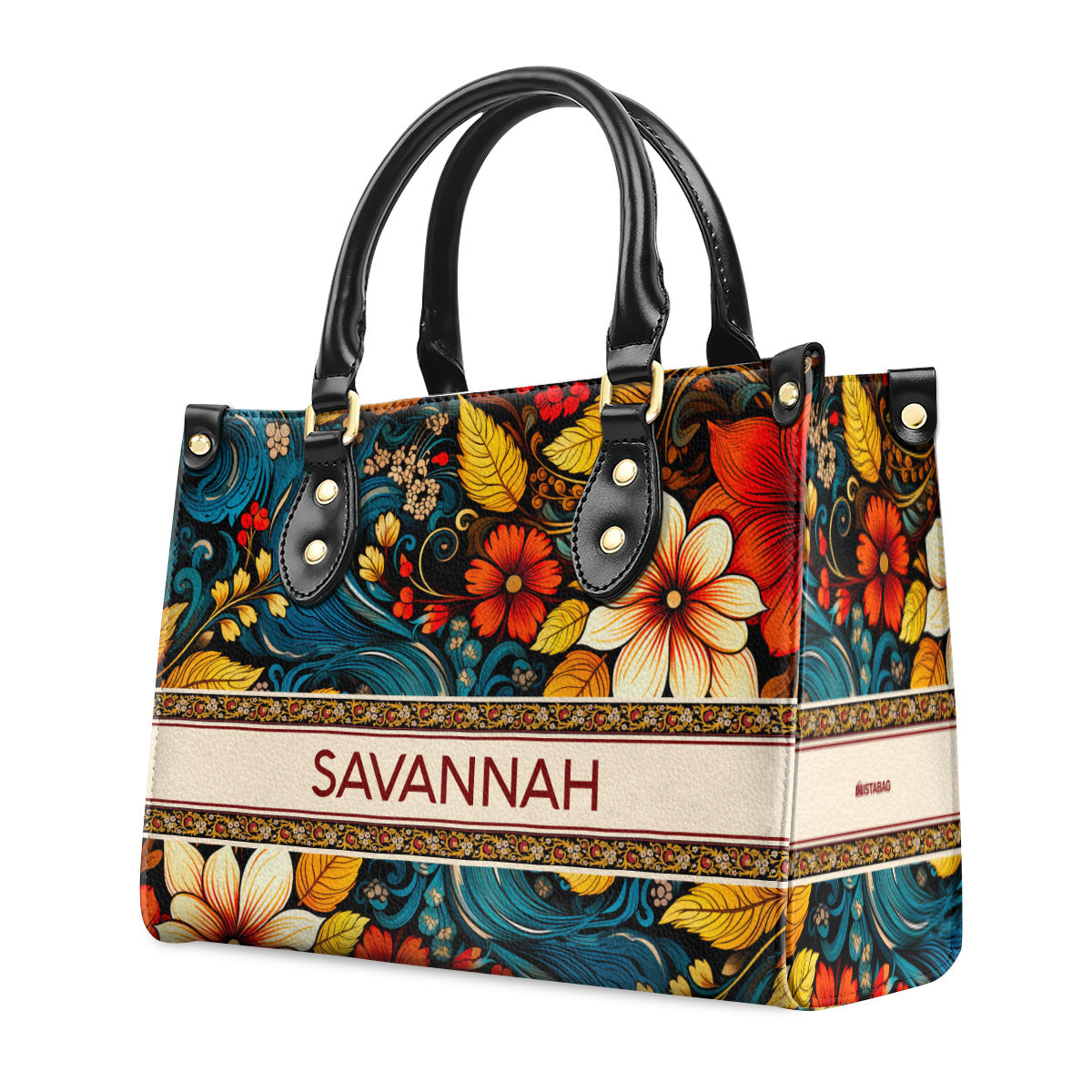 Bohemian - Flower - Personalized Leather Handbag STB135