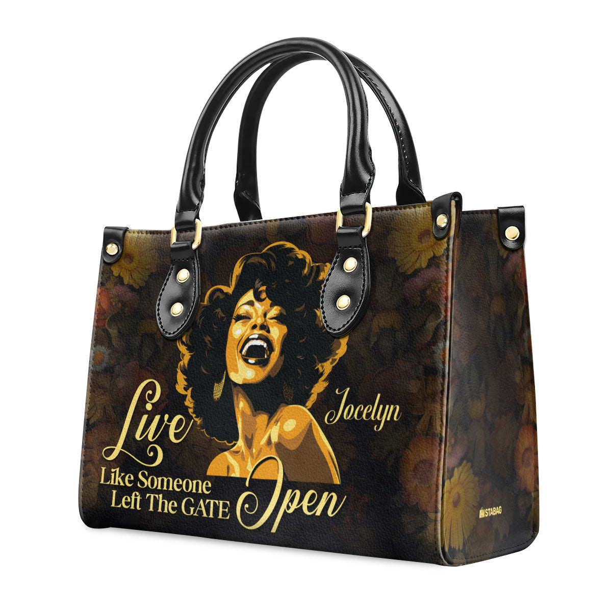 Live Like Someone Left The Gate Open - Personalized Leather Handbag STB14