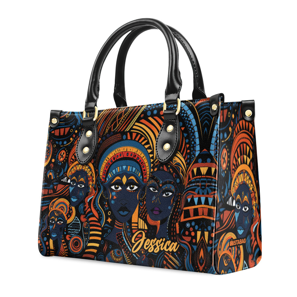 The Origin Black Art - Personalized Leather Handbag With Unique Texture STB16