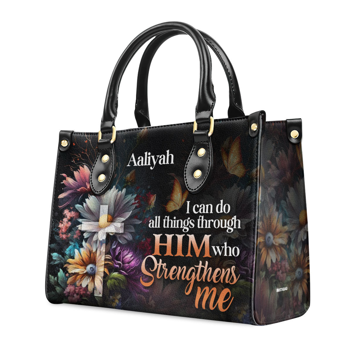 I Can Do All Things Through Him - Personalized Leather Handbag STB29