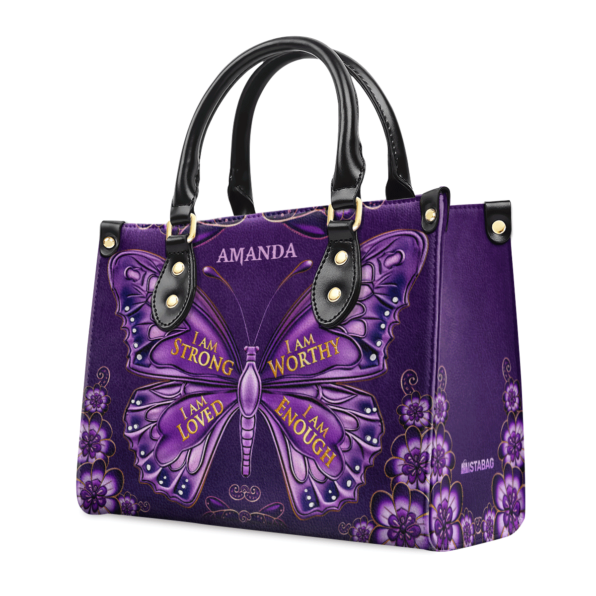 I Am Strong I Am Worthy - Personalized Leather Handbag MB79