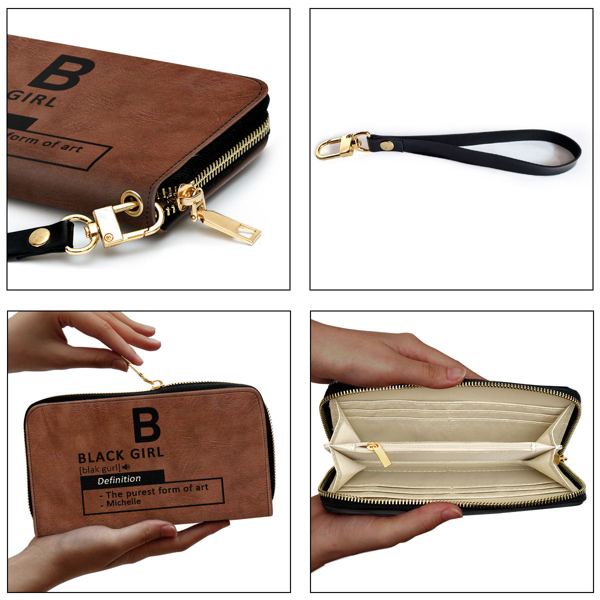 Black Girl & Melanin - Personalized Leather Clutch Purse MB29