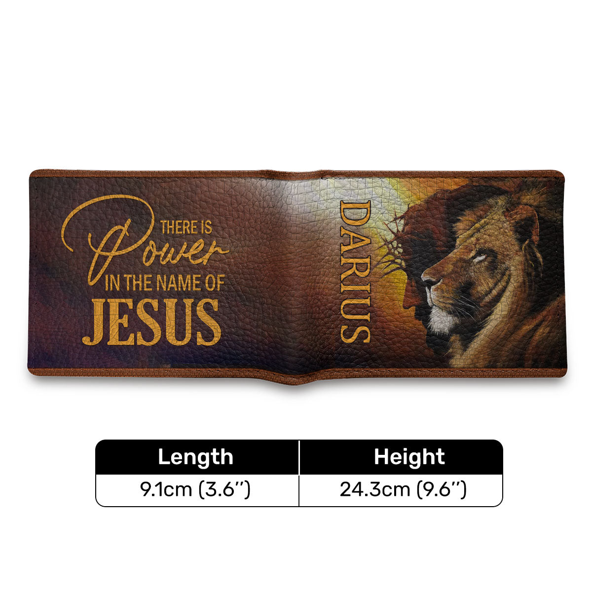 Name Of Jesus - Personalized Leather Folded Wallet SBLFWM1030