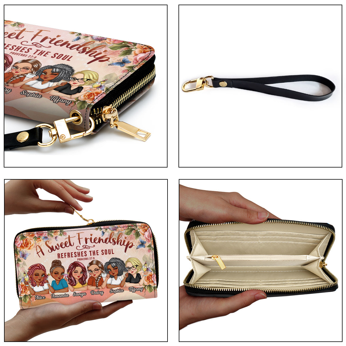 A Sweet Friendship Refreshes The Soul - Personalized Leather Clutch Purse