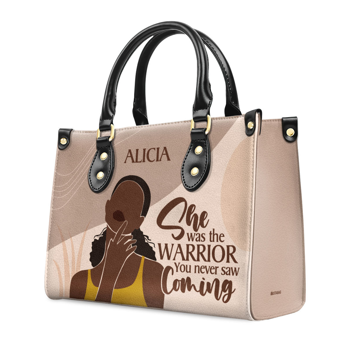 She Was The Warrior - Personalized Leather Hand Bag STB102