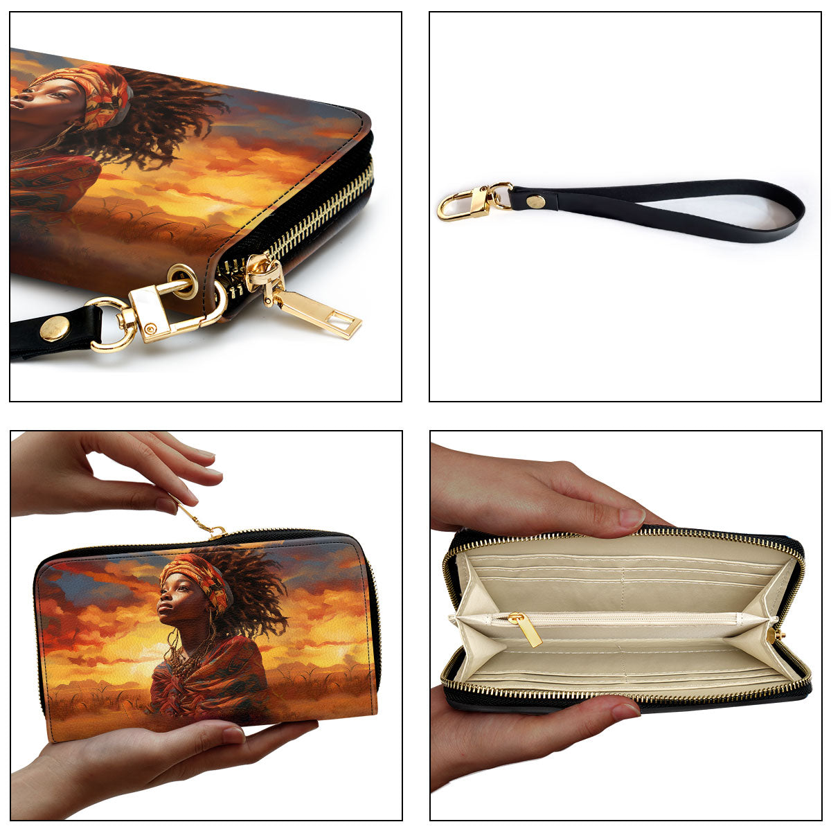 AfroArt "Dreaming" - Leather Clutch Purse MB68