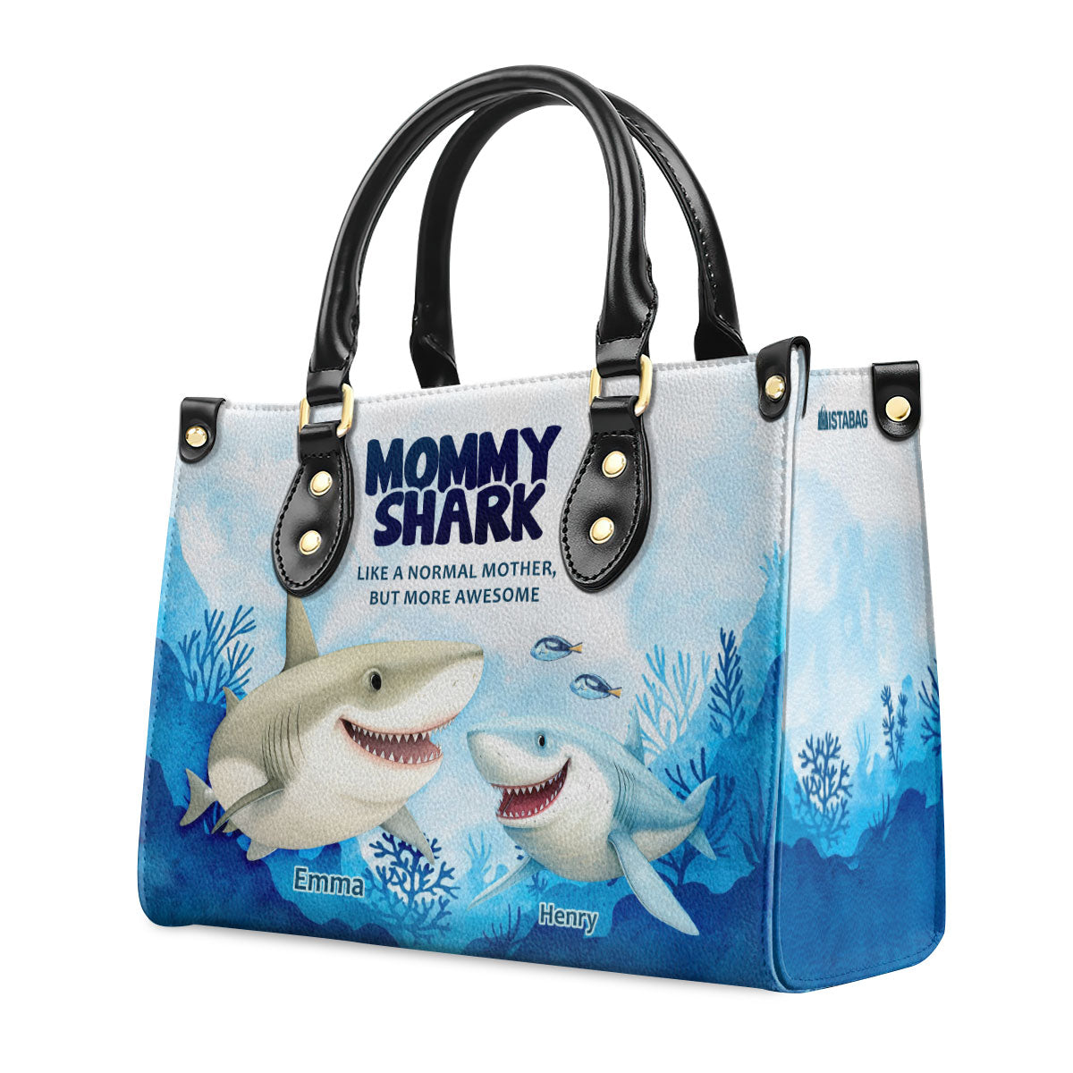 Mommy Shark - Personalized Leather Handbag SB250