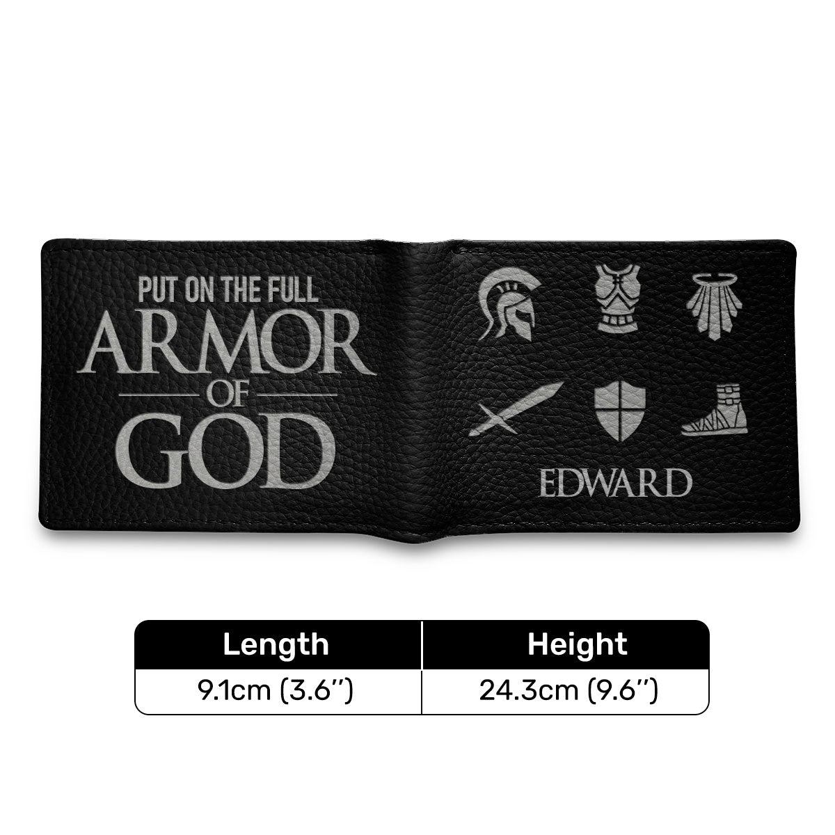 Armor Of God - Personalized Leather Folded Wallet SBLFWH862
