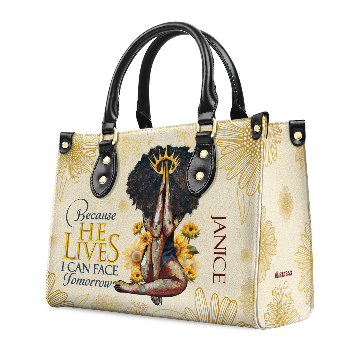Because He Lives, I Can Face Tomorrow - Personalized Leather Handbag MB55