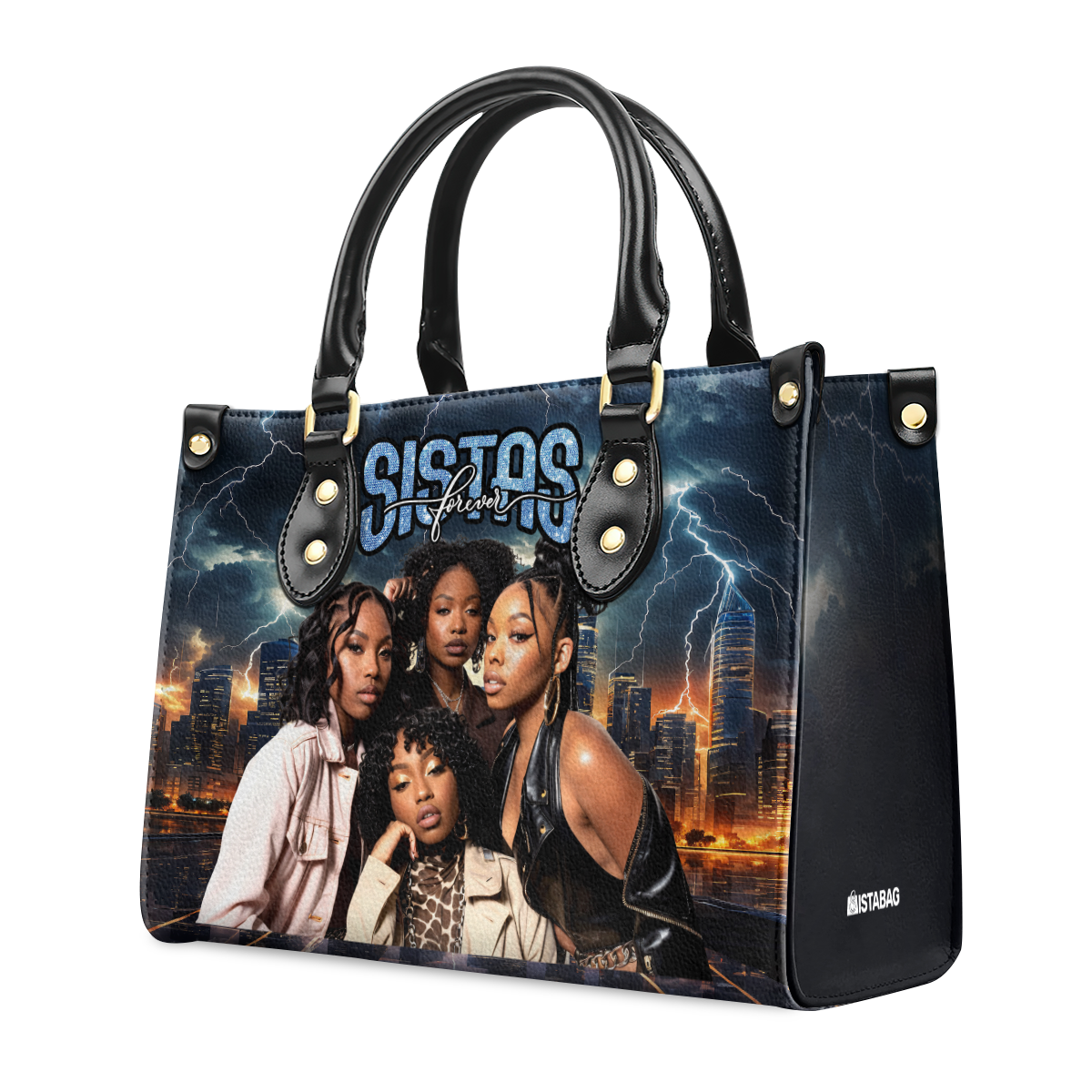 Sistas Forever - Personalized Leather Handbag SBLHBNUM886L