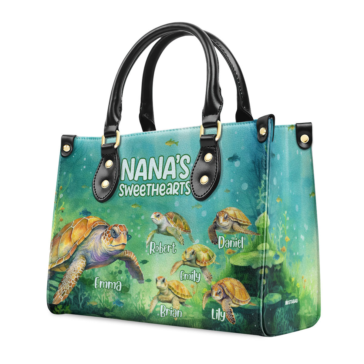 Nana's Sweethearts - Turtles Personalized Leather Handbag STB109