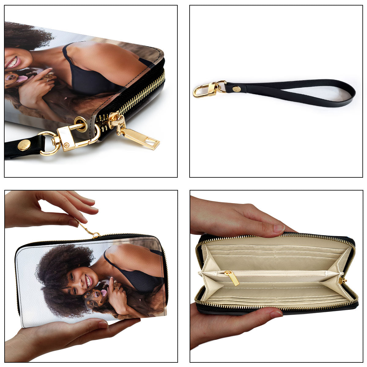 Dog Mom Cat Mom Pet Mom - Personalized Leather Clutch Purse SBCPLM2118TA