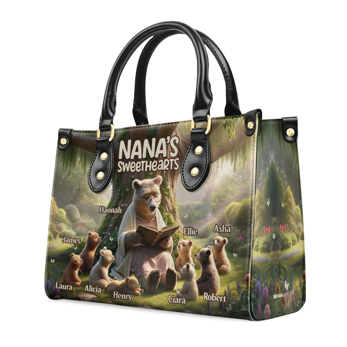 Nana's Sweethearts - Bears Personalized Leather Handbag STB76