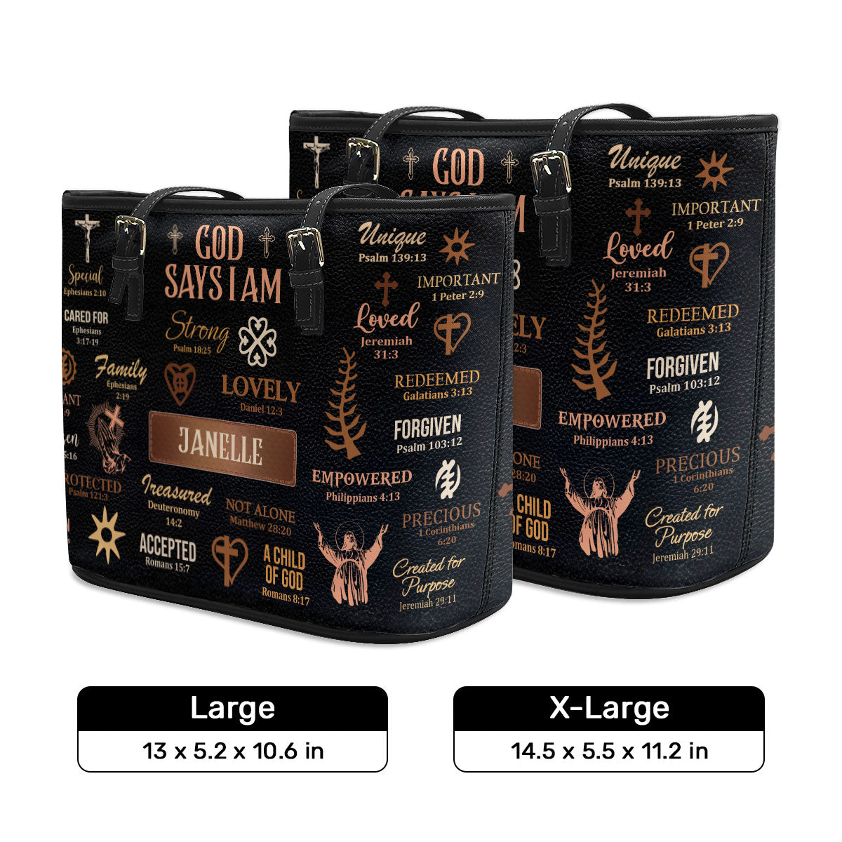 God Says I Am - Personalized Leather Totebag MB21