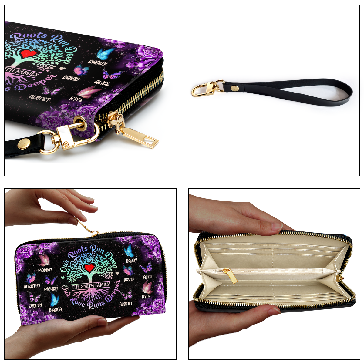 Our Roots Run Deep Our Love Runs Deeper - Personalized Leather Clutch Purse SBCPLM2546D