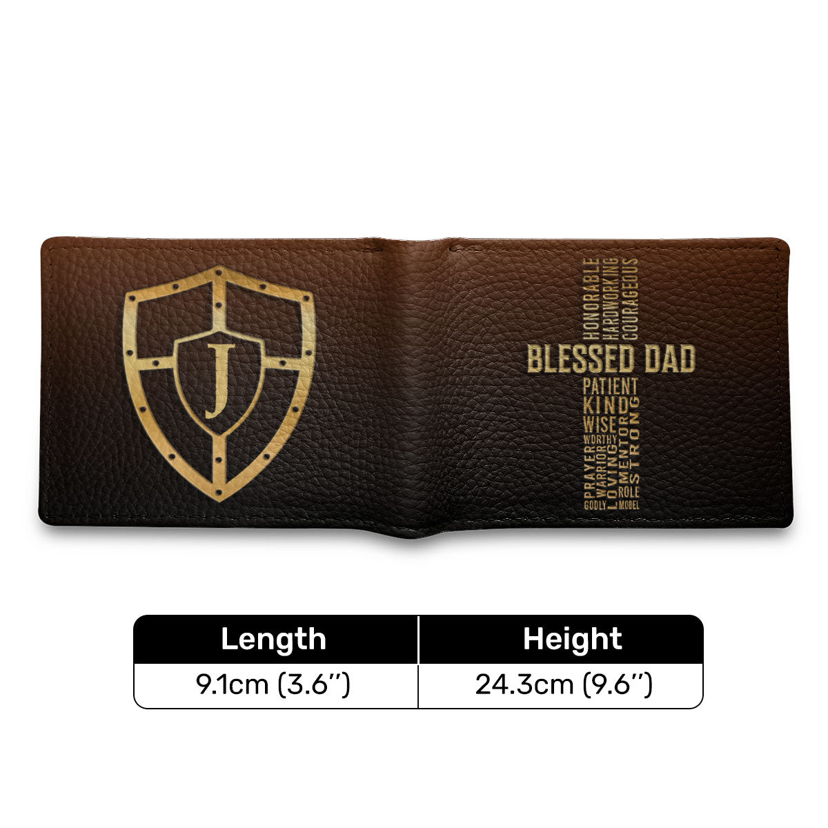 Blessed Dad - Personalized Leather Folded Wallet SBLFWHA15