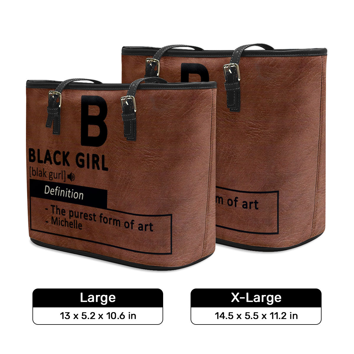 Black Girl & Melanin - Personalized Leather Totebag MB29