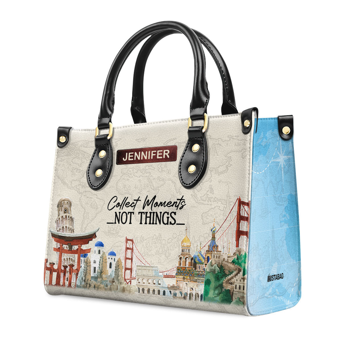 Collect Moments Not Things - Personalized Leather Handbag SBLHBT75