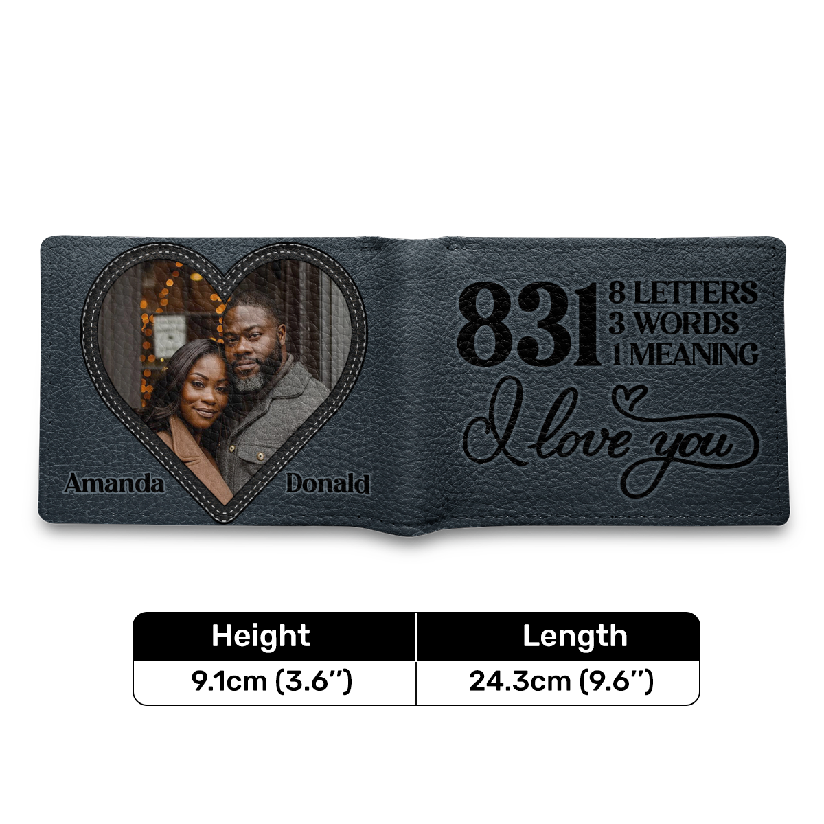 8 letters, 3 words, 1 meaning I Love You - Personalized Leather Folded Wallet SBLFWLM2719M