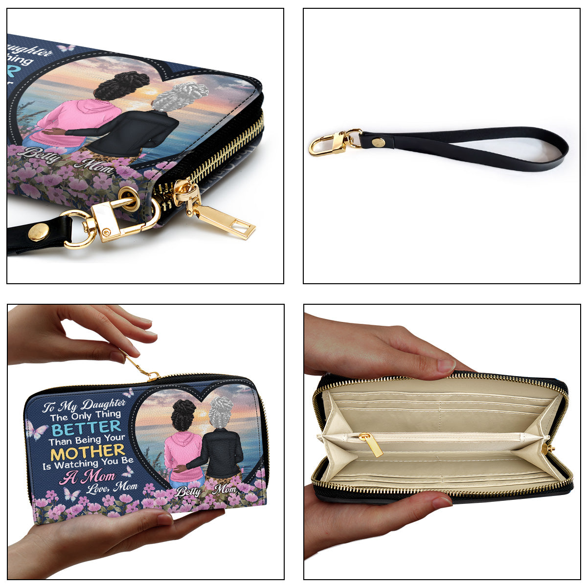 To My Daughter - Personalized Leather Clutch Purse SBCPLTU2669T