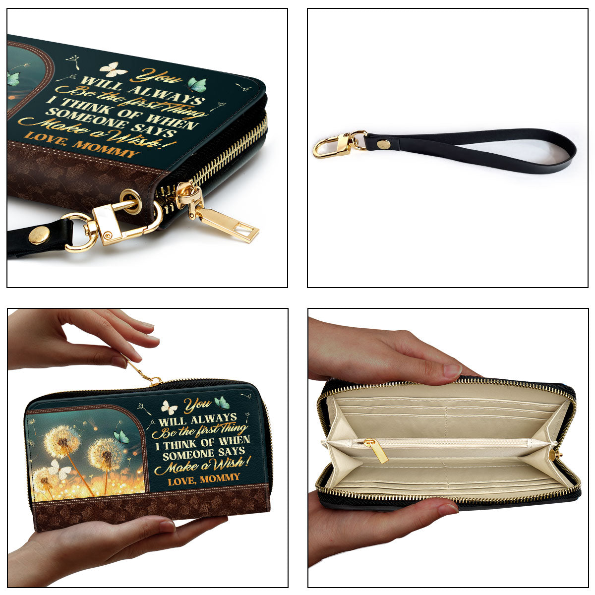 You Will Always Be The First Thing I Think Of - Personalized Leather Clutch Purse SBCPLM2090L