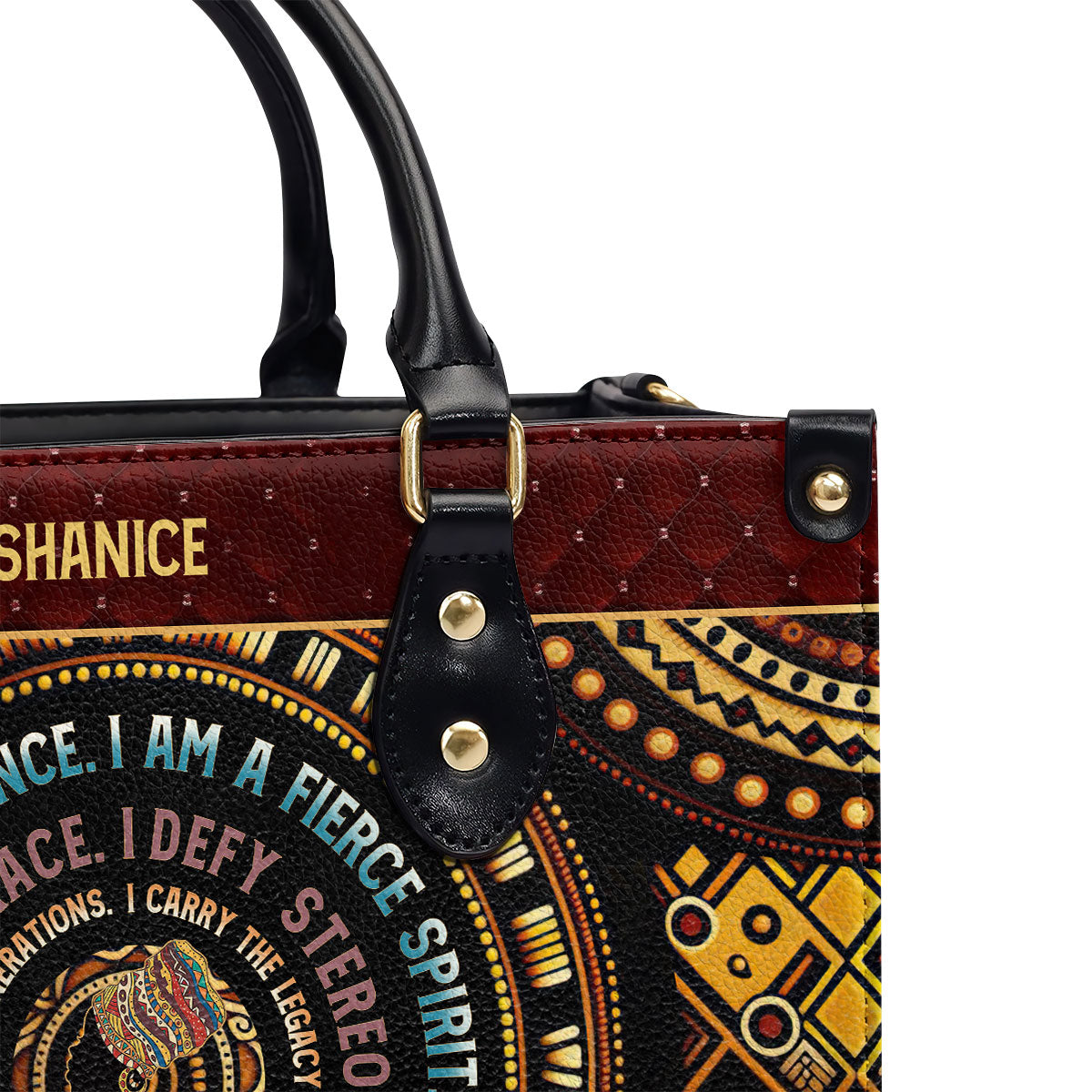 Mantra - I Am A Fierce Spirit - Personalized Leather Handbag MB03