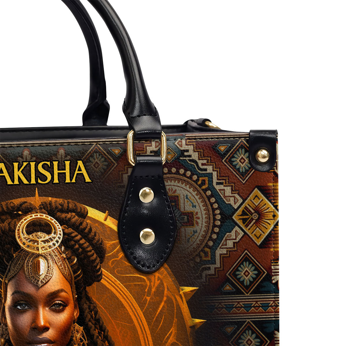 Queen Crowned In Braids - Personalized Leather Handbag STB33