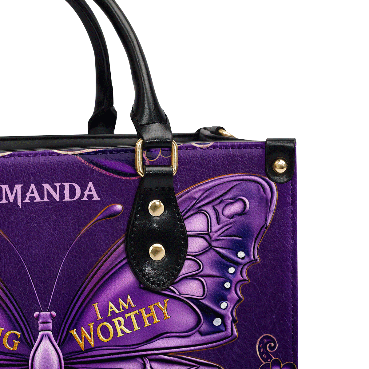 I Am Strong I Am Worthy - Personalized Leather Handbag MB79