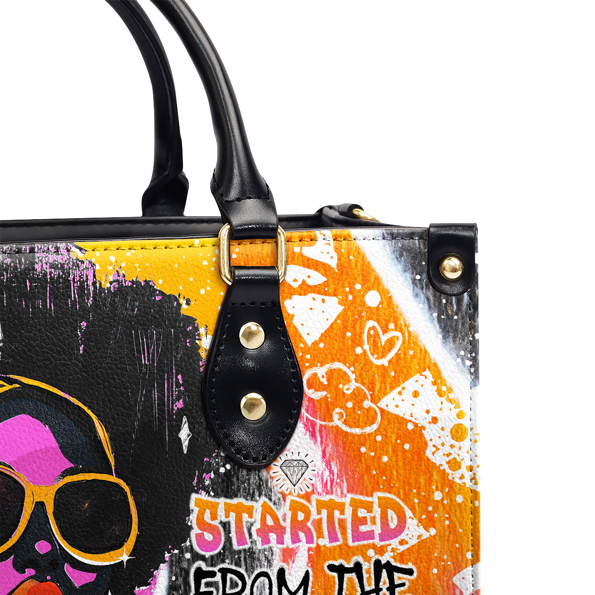 Started From The Bottom Now We Are Here - Personalized Leather Handbag SBLHBLTN2384T