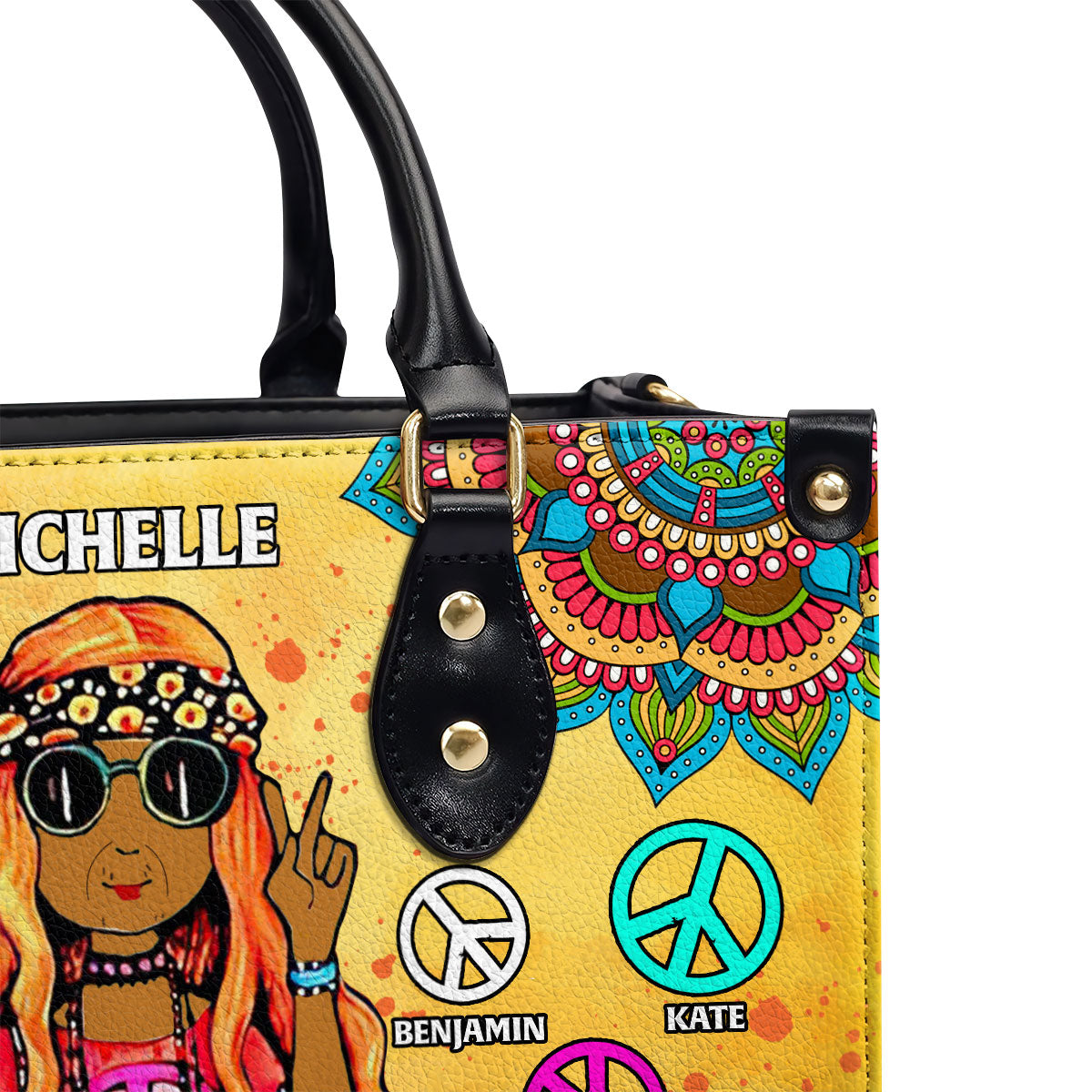 Hippie Grandma - Personalized Leather Handbag SBN12