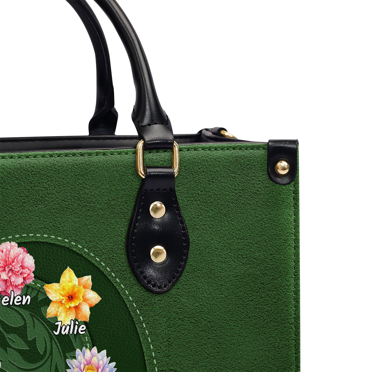 Grandma Mom Flower Birth Month - Personalized Leather Handbag SBLHBLT2333L