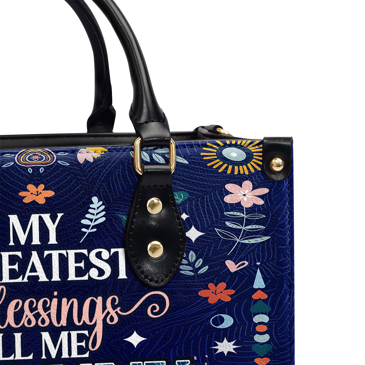 My Greatest Blessings Call Me Mom - Personalized Leather Handbag SBLHBLM2230TA