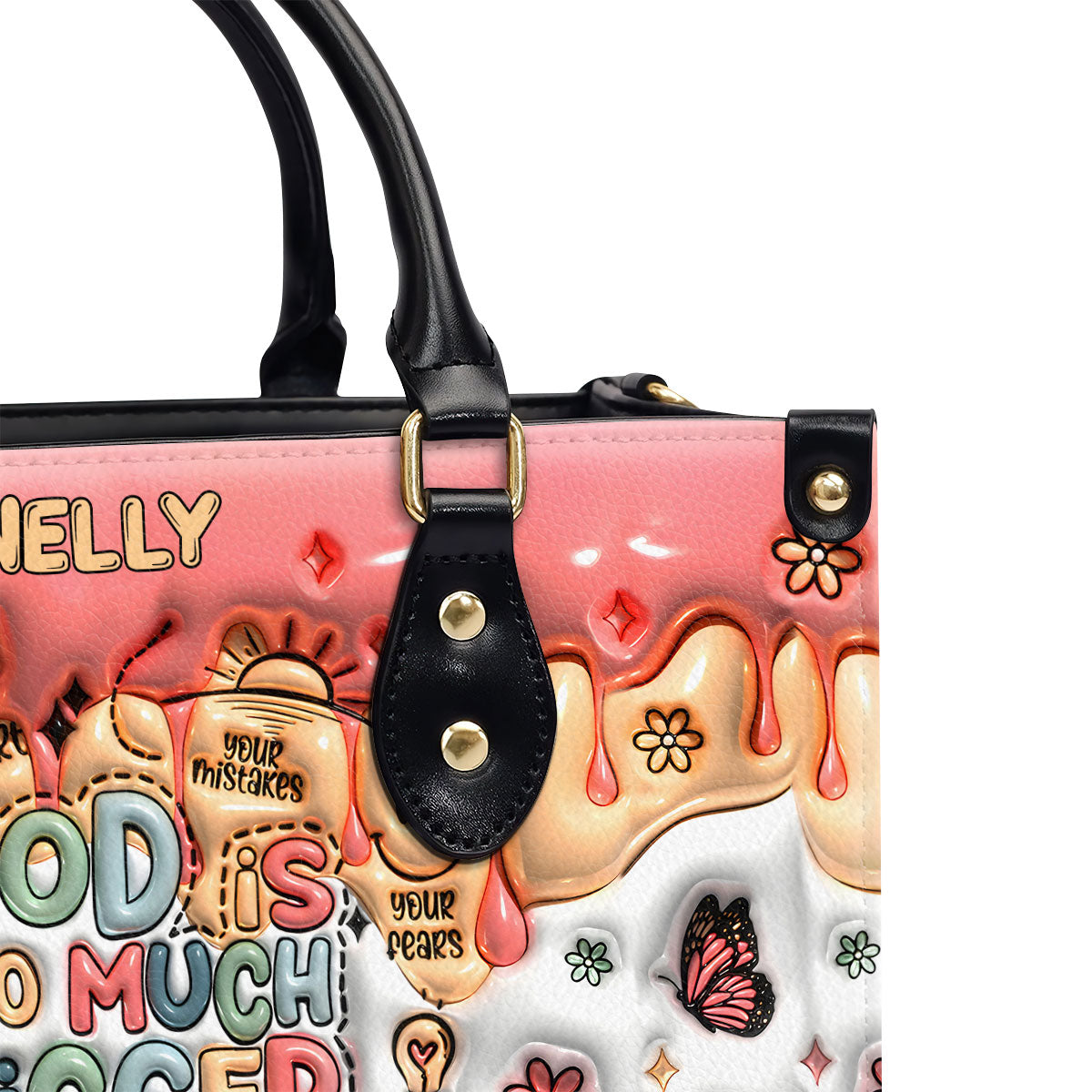 God Is Bigger Than - Personalized Leather Handbag SBN08