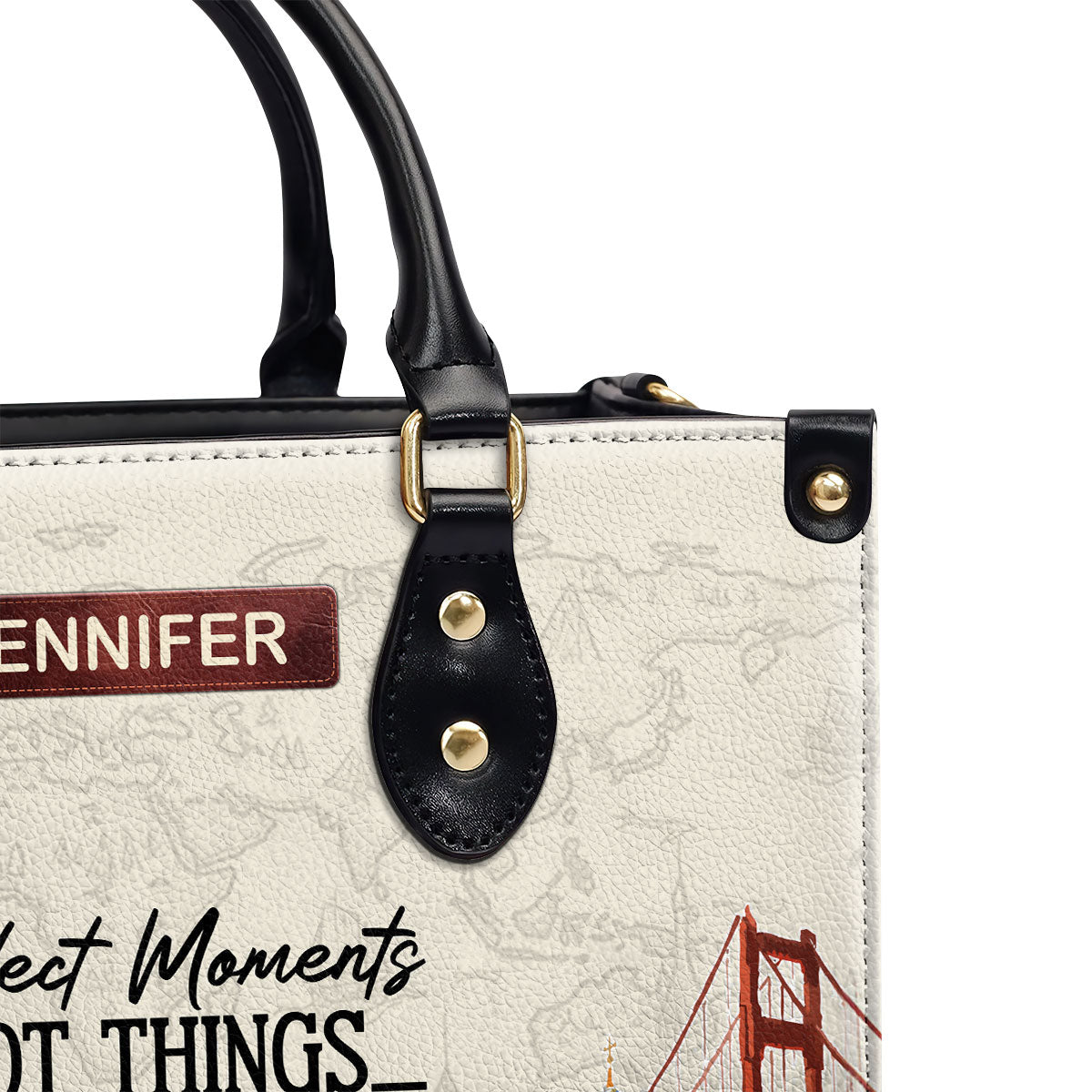 Collect Moments Not Things - Personalized Leather Handbag SBLHBT75