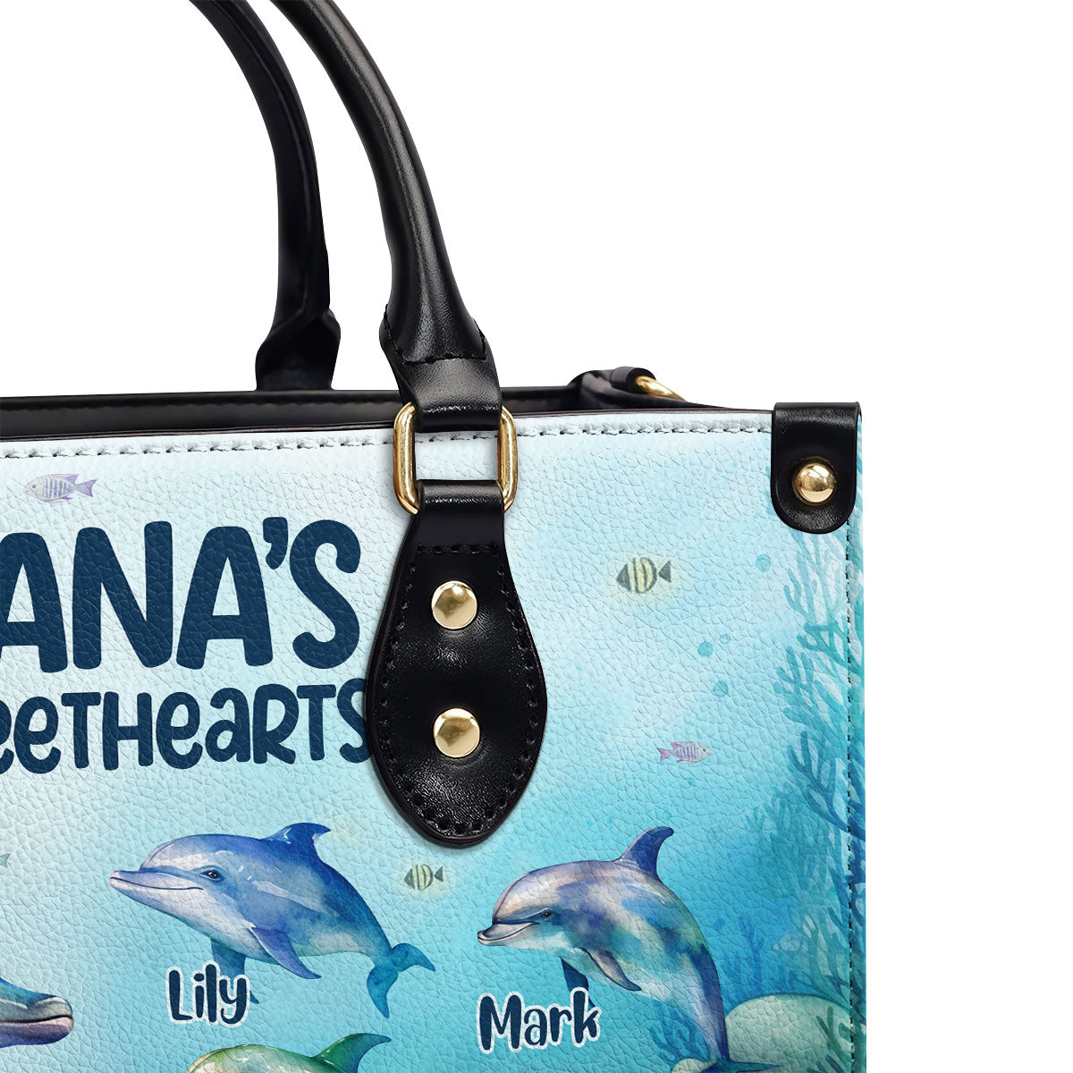 Nana's Sweethearts - Dolphins Personalized Leather Handbag STB110