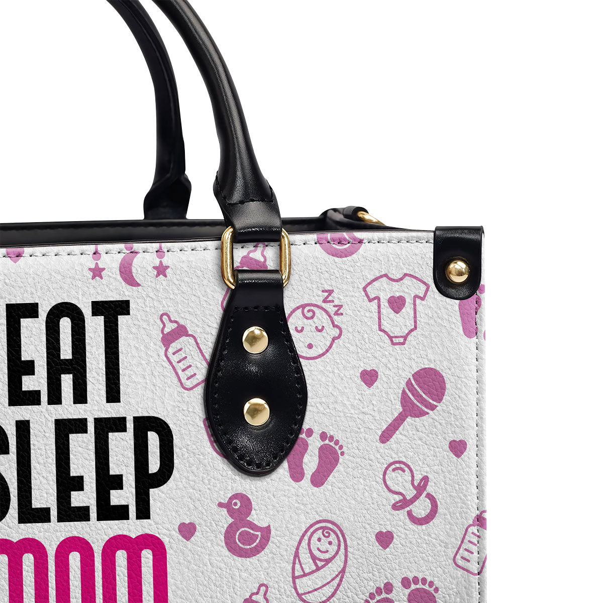 Eat Sleep Mom Repeat - Personalized Leather Handbag STB189