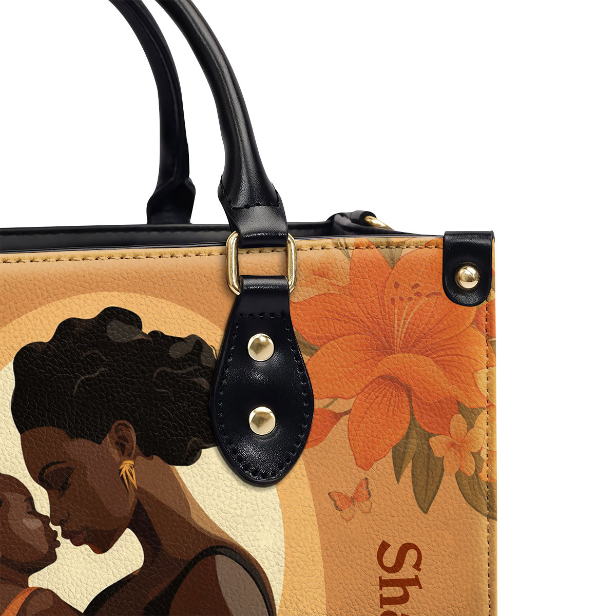 Black Mom Just Like A Normal Mom But Much Cooler - Personalized Leather Handbag STB125