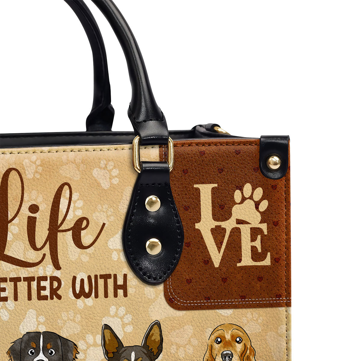 Life Is Better With Dogs - Personalized Leather Handbag STB153