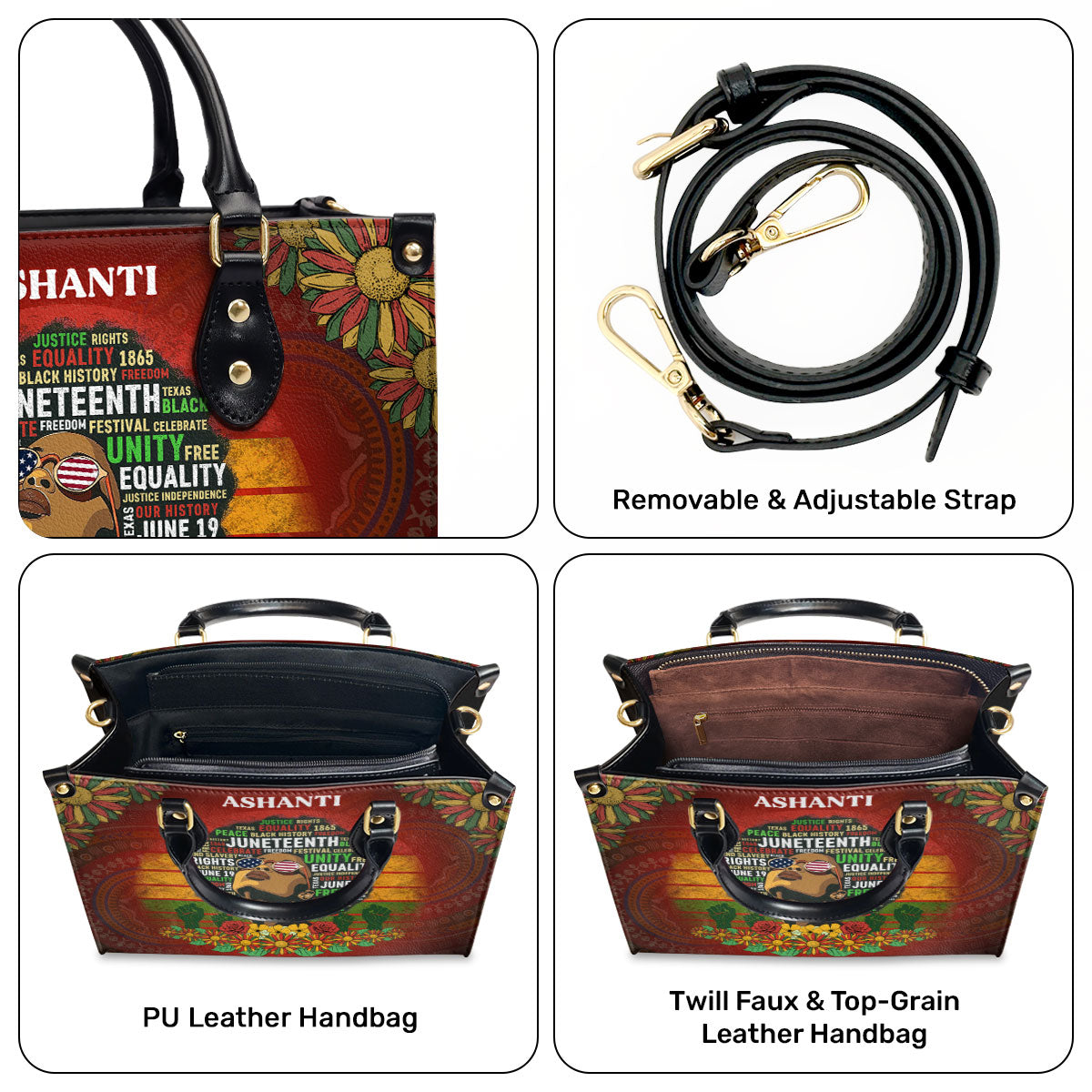 Juneteenth Queen - Personalized Leather Handbag SBLHBHA18