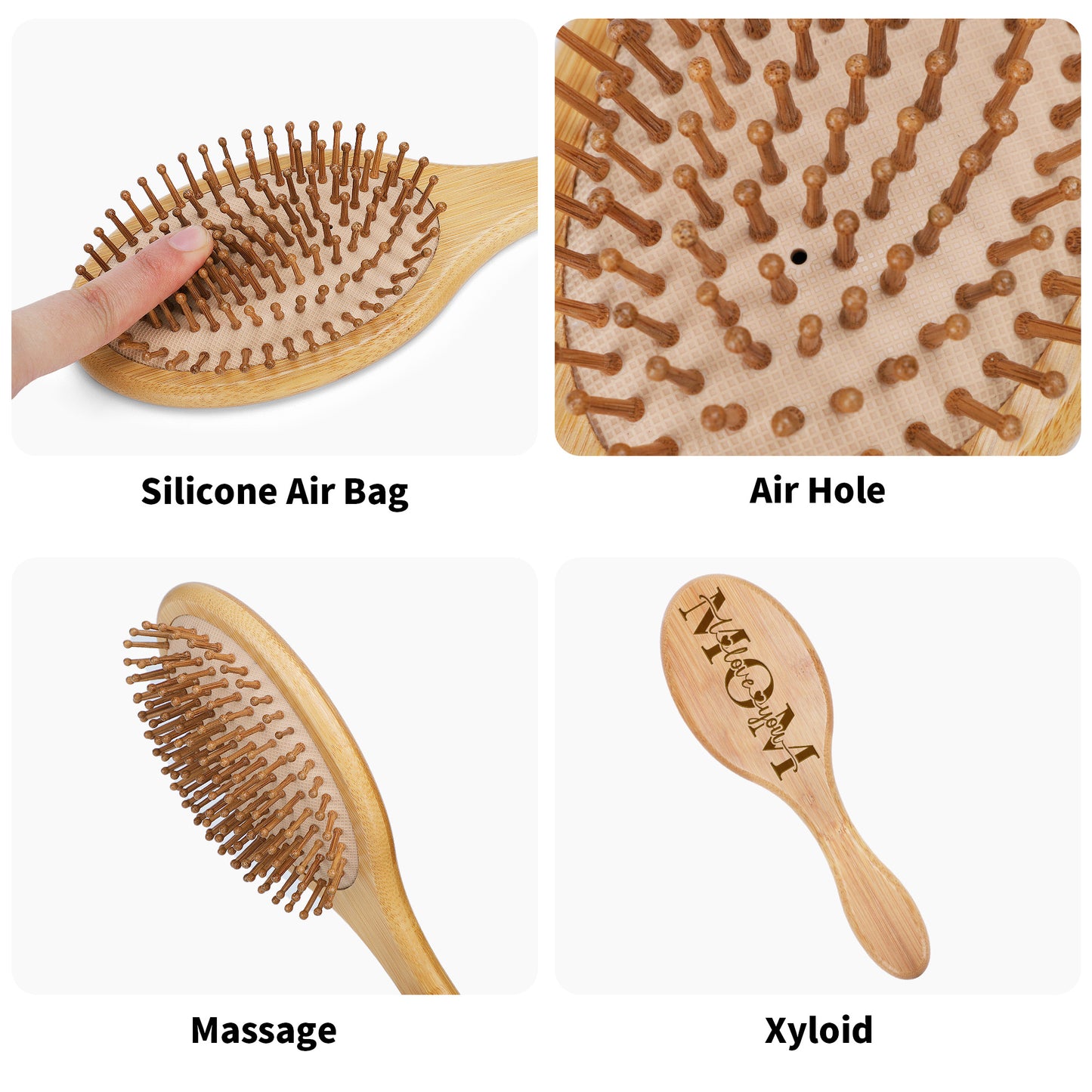 Mom, We Love You - Personalized Engraving Paddle Brush