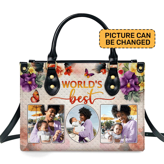World's Best Mom - Personalized Leather Handbag MB78