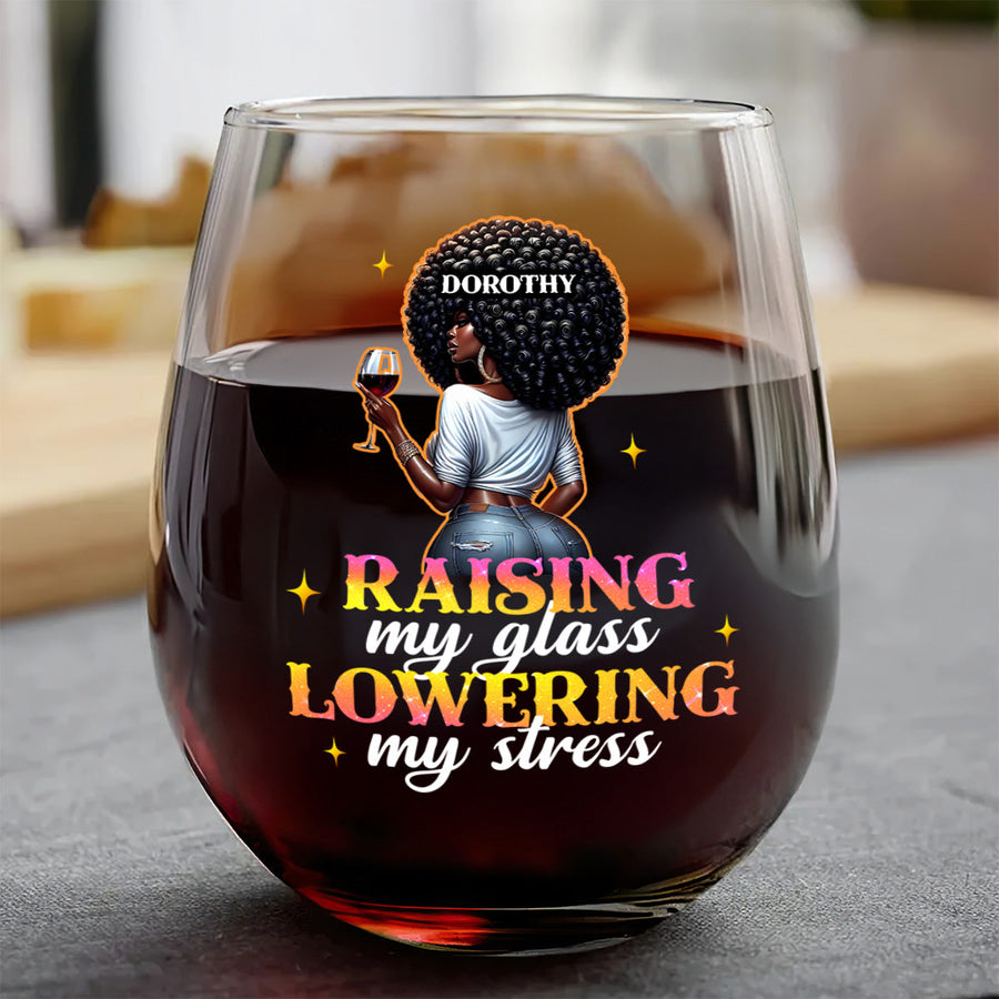 A Queen Was Born In October personalized stemless wine glass