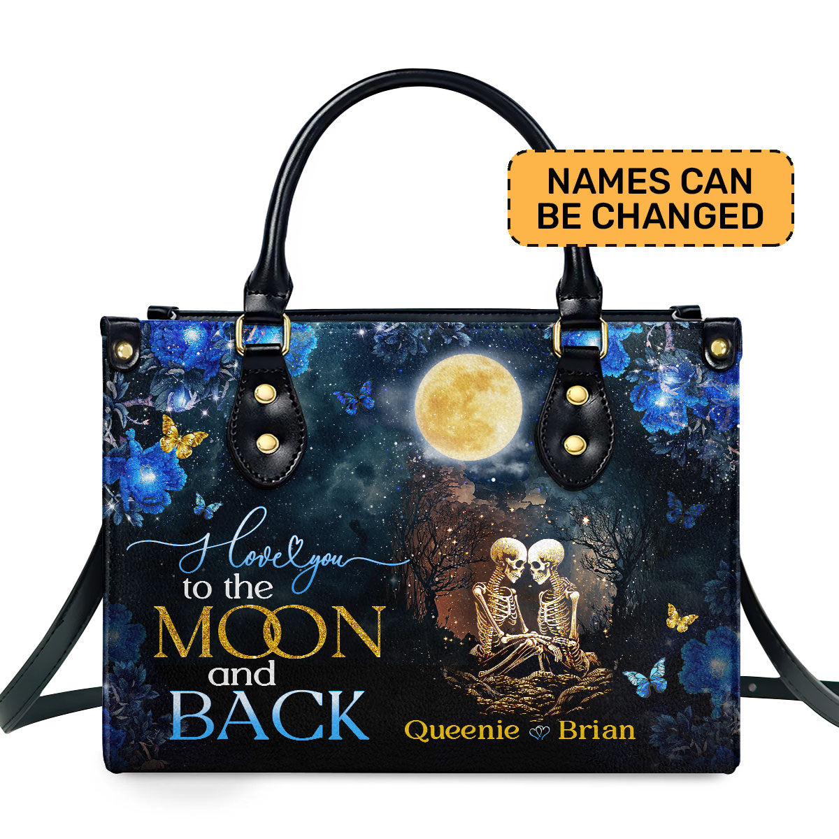 I Love You To The Moon And Back - Personalized Leather Handbag MB72